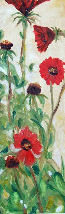 Blanket Flowers, oil painting on paper Susan Livengood artist