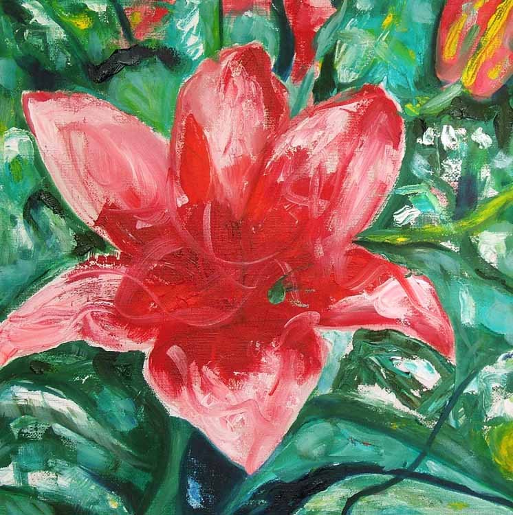 Pink Daylily, oil painting on canvas Susan Livengood artist