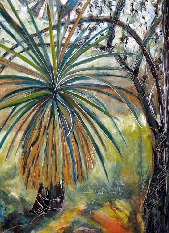 Yucca and Windmill, oil painting on paper Susan Livengood art
