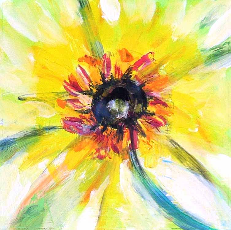 Sunflower 2 acrylic painting on paper Susan Livengood art