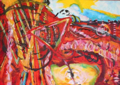 Harsh Journey - The destruction and rebuilding from Hurricane Helene. - acrylic on panel 24 x 30 - 2025